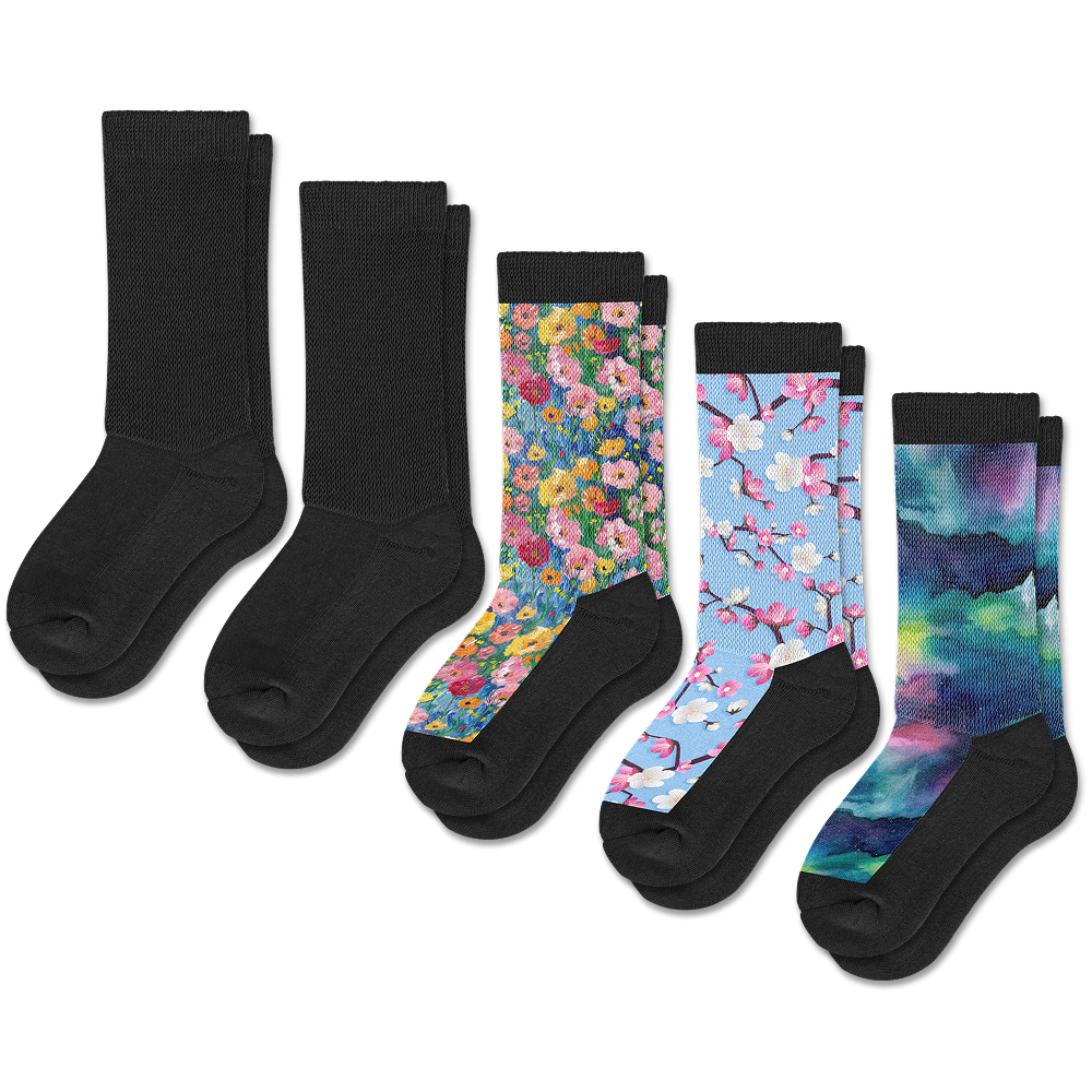 Twilight Bloom Comfort EasyStretch™ Socks Bundle 5-Pack