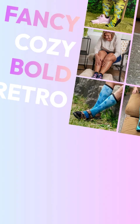 People wearing colorful compression socks