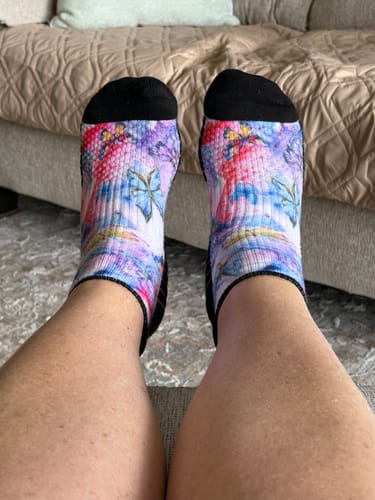 Catherine B. wearing our socks