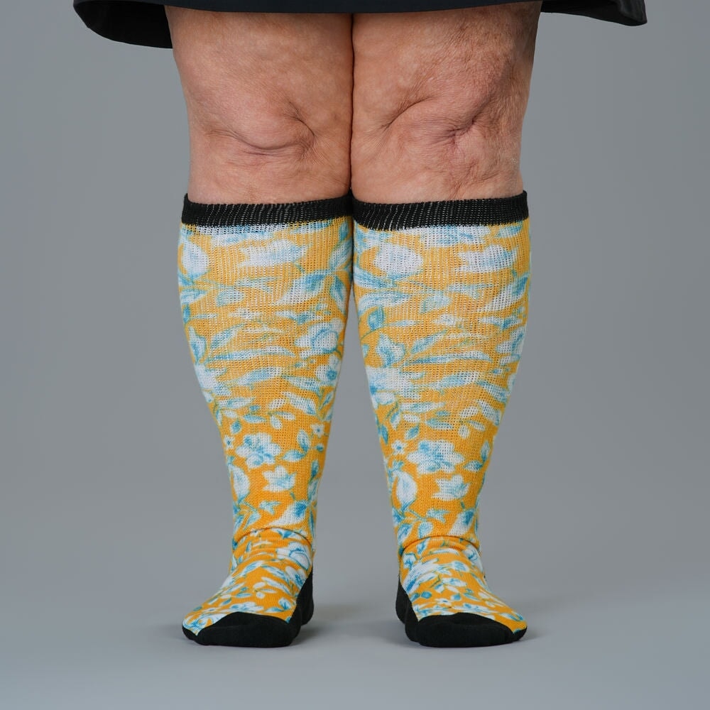 Mustard Floral EasyStretch™ Socks