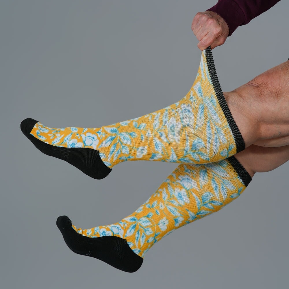 Mustard Floral EasyStretch™ Socks