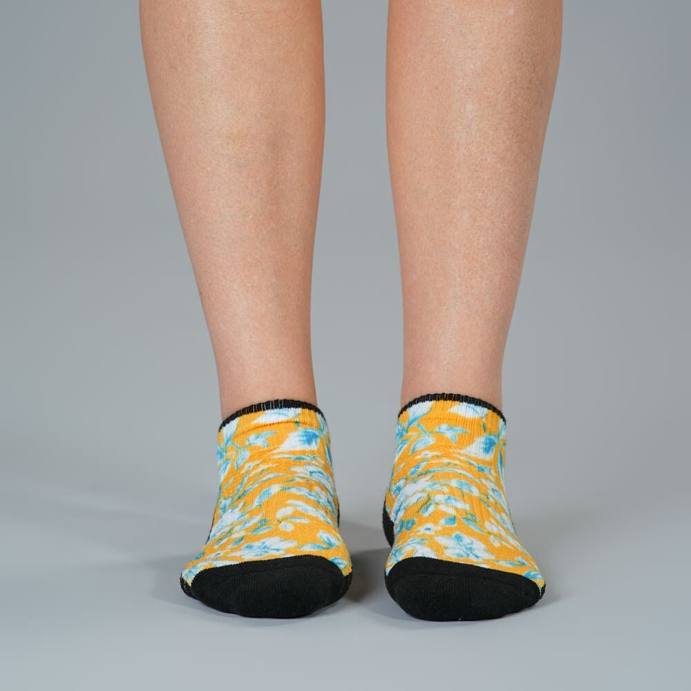 Mustard Floral Ankle Compression Socks