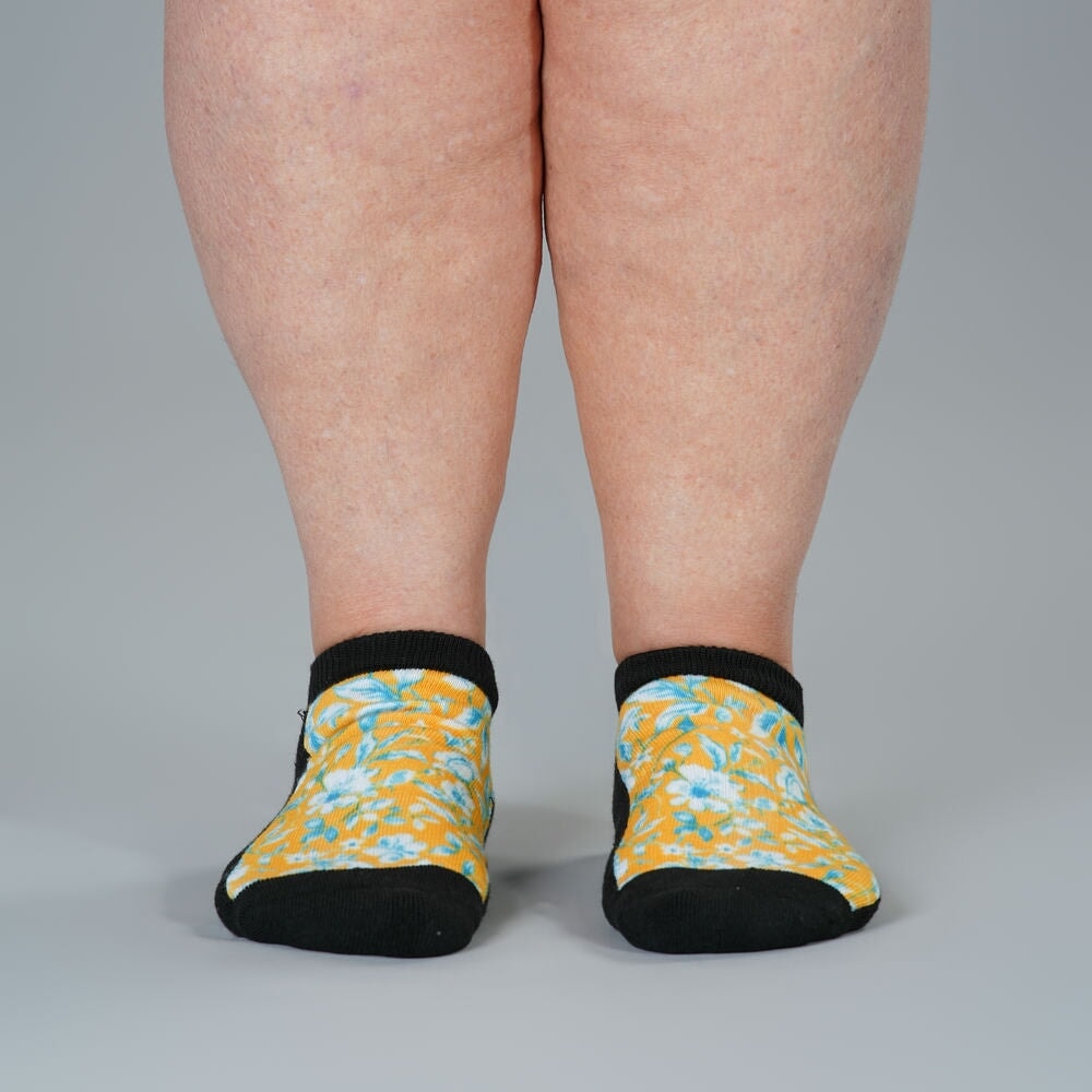 Mustard Floral Ankle Socks
