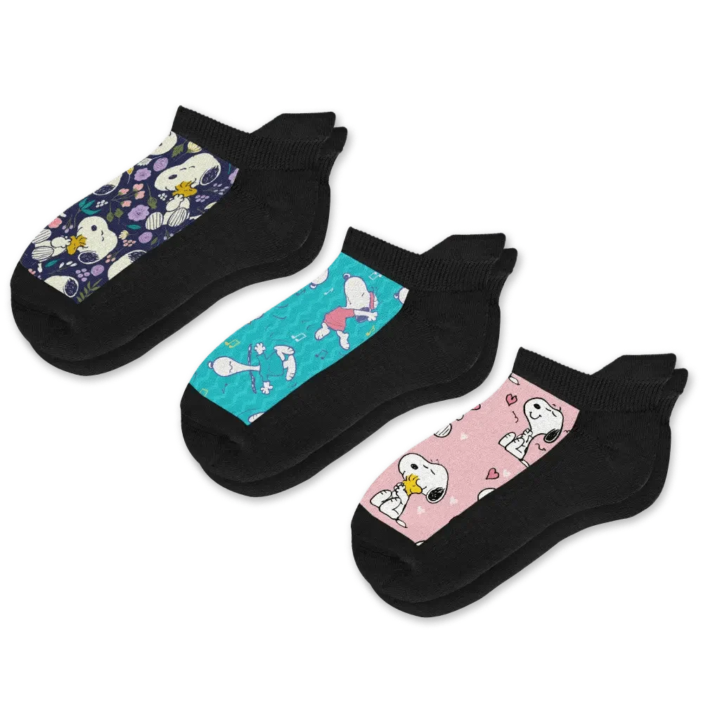 Live Laugh Snoopy Ankle Socks Bundle 3-Pack