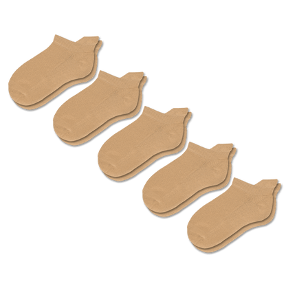 Tan Ankle Socks Bundle 5-Pack