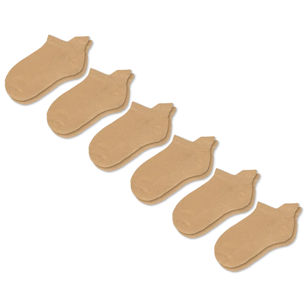 Tan Ankle Socks Bundle 6-Pack