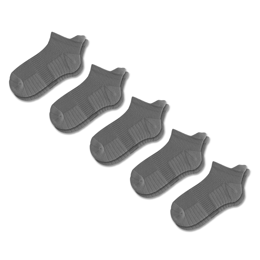 Gray Ankle Compression Socks 5-Pack Bundle