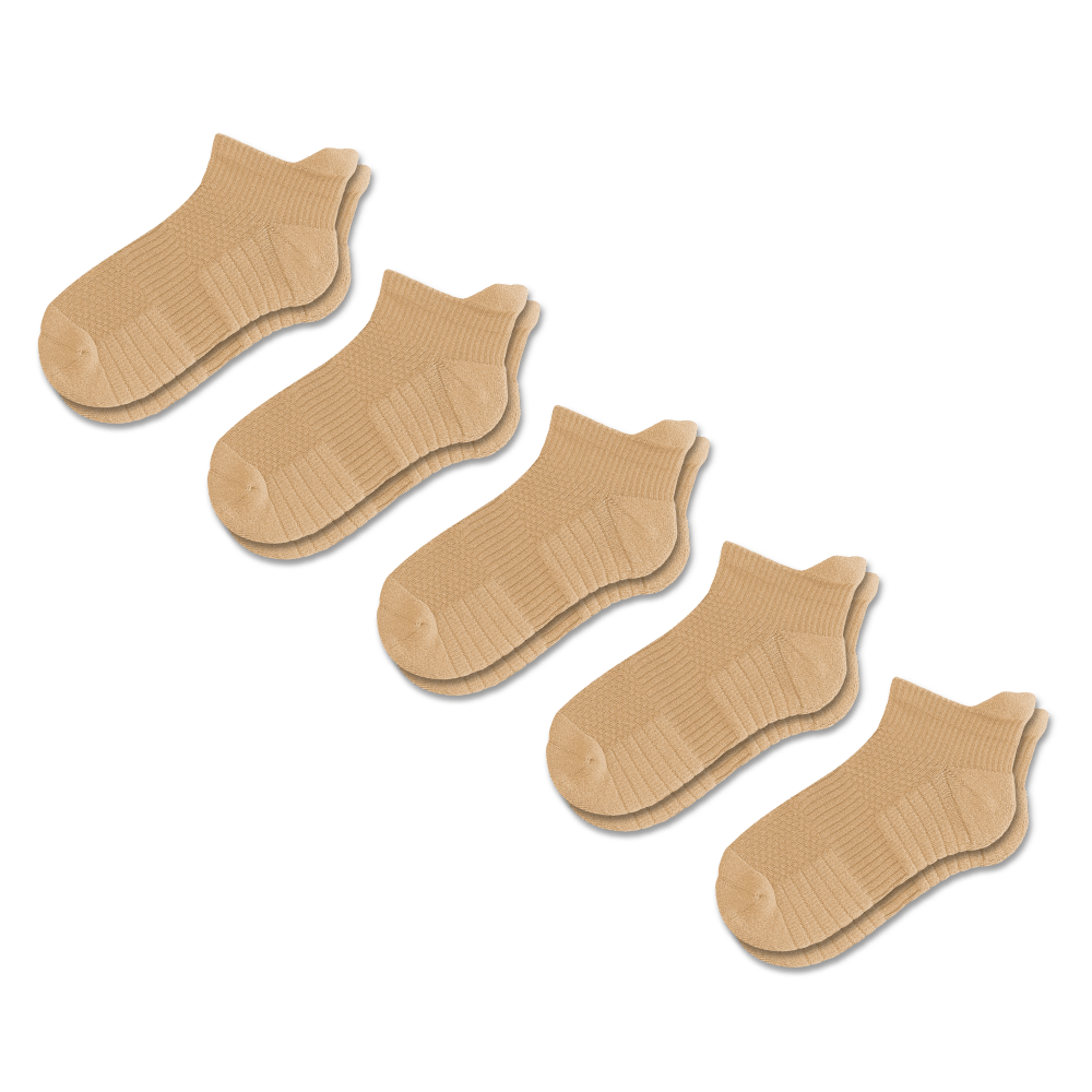 Tan Ankle Compression Socks 5-Pack Bundle
