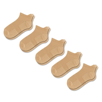 Tan Ankle Compression Socks 5-Pack Bundle