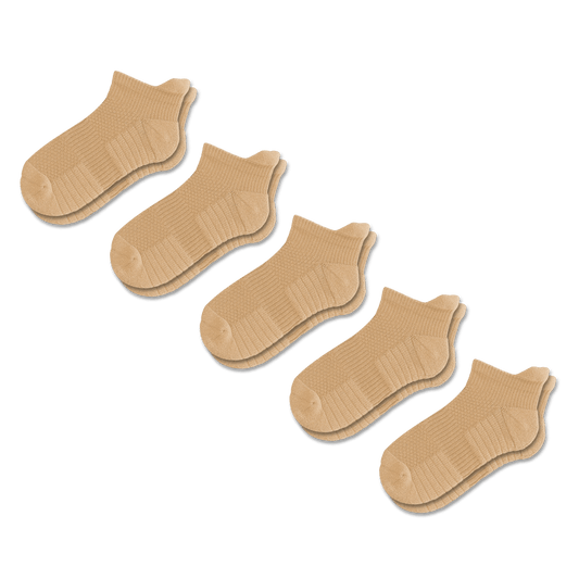 Tan Ankle Compression Socks 5-Pack Bundle