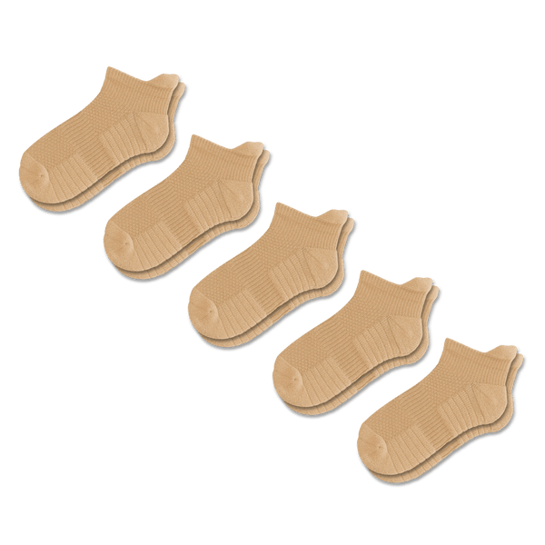 Tan Ankle Compression Socks 5-Pack Bundle