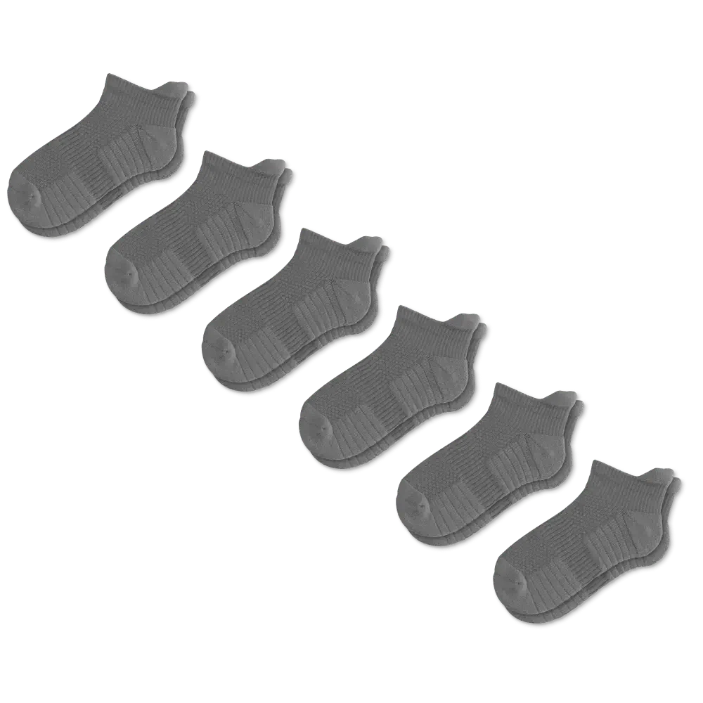 Gray Ankle Compression Socks Bundle 6-Pack