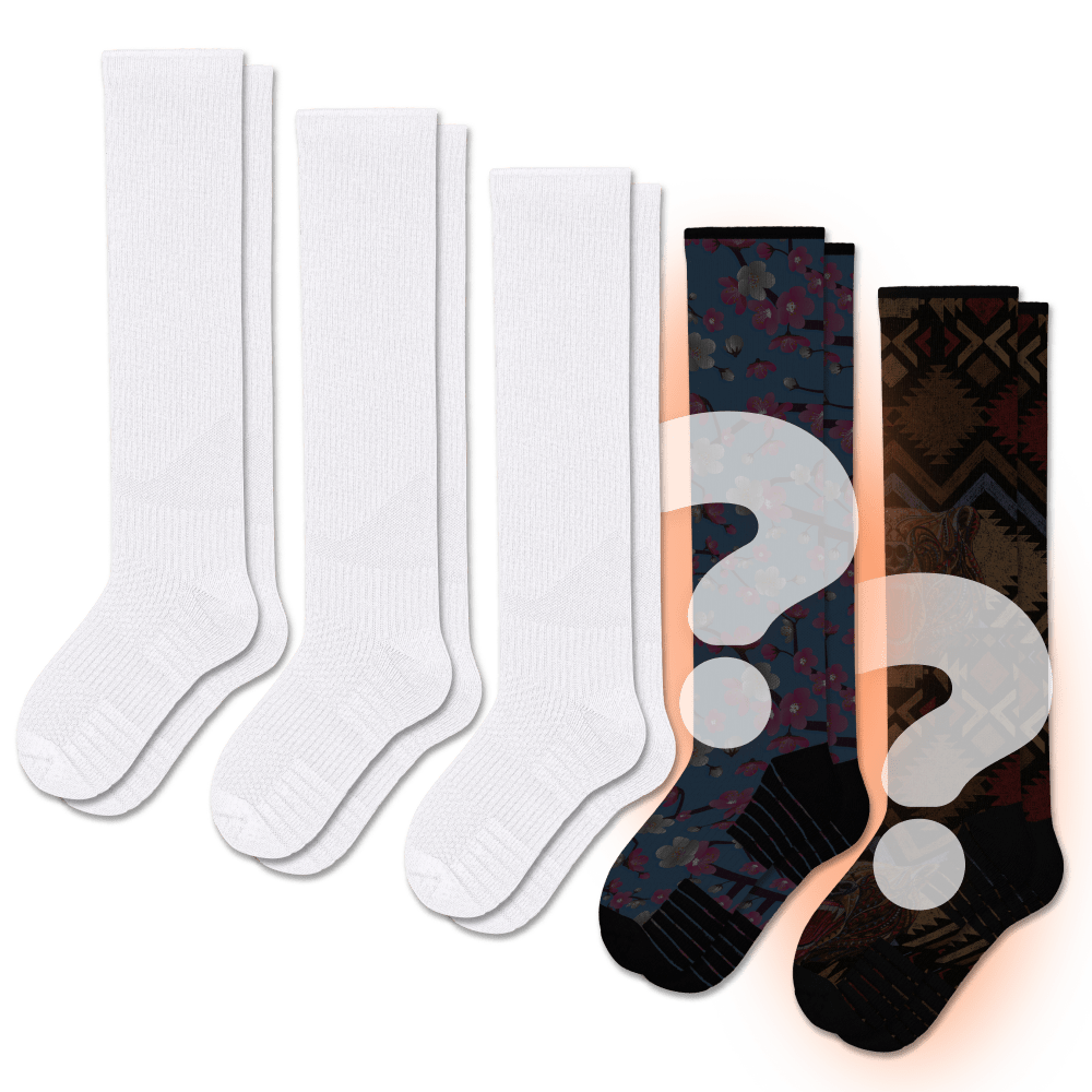 White & Mystery Compression Socks Bundle 5-Pack