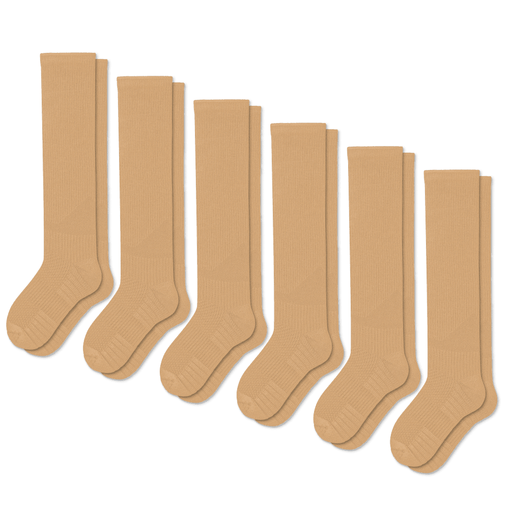 Tan Compression Socks Bundle 6-Pack