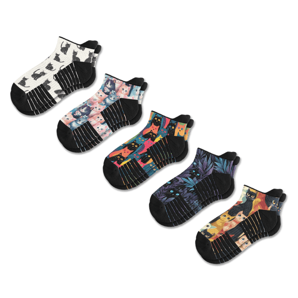 Cozy Cats Ankle Compression Socks 5-Pack Bundle