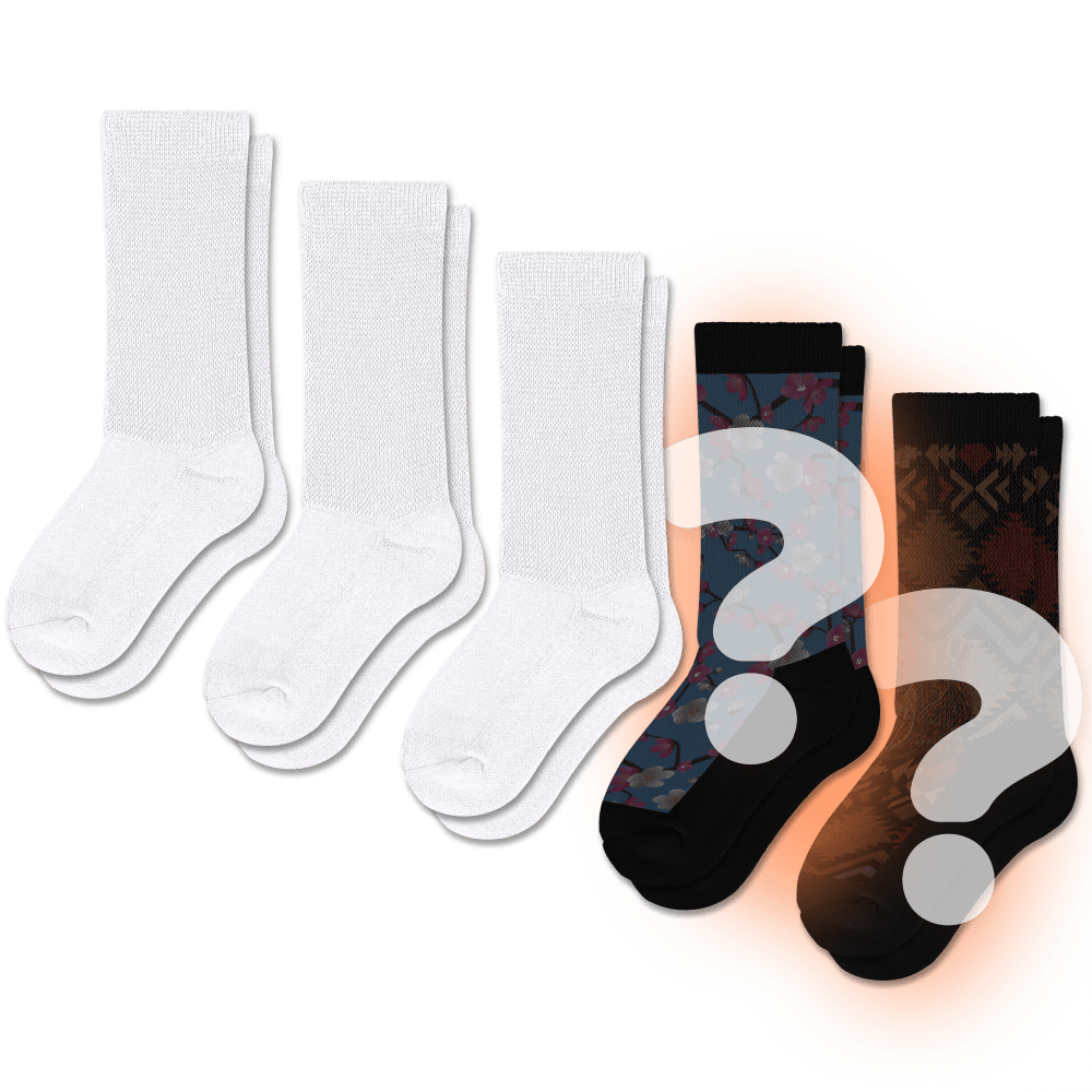 White & Mystery EasyStretch™ Socks Bundle 5-Pack