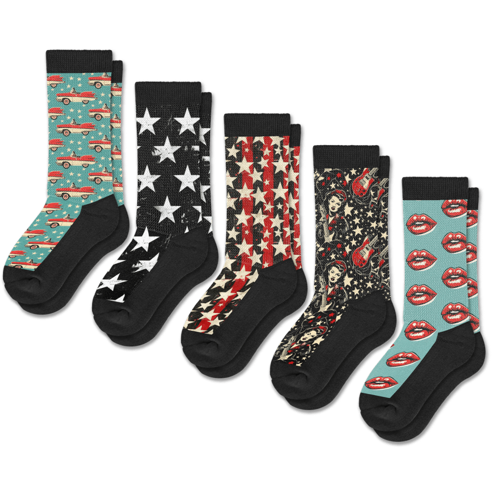 Retro Rocker EasyStretch™ Socks 5-Pack Bundle