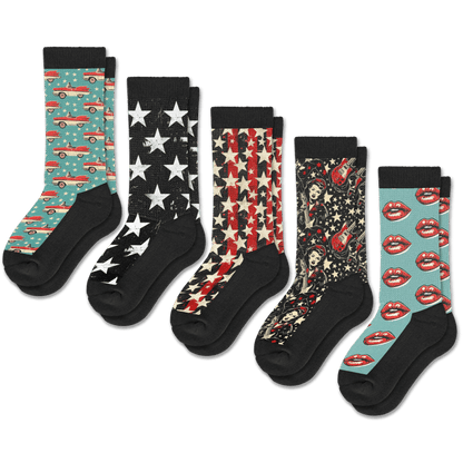 Retro Rocker EasyStretch™ Socks 5-Pack Bundle