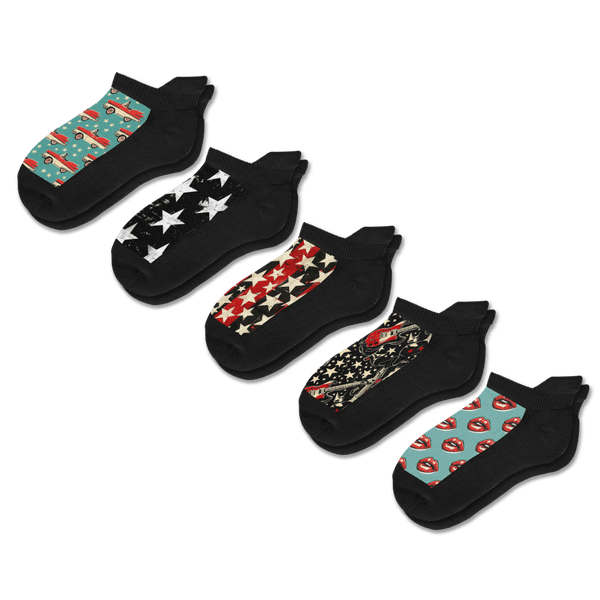 Retro Rocker Ankle Socks 5-Pack Bundle