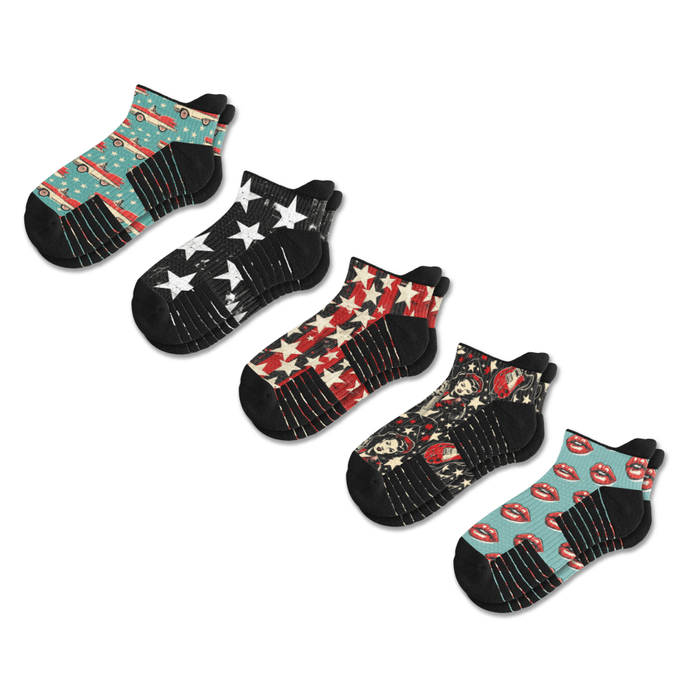 Retro Rocker Ankle Compression Socks 5-Pack Bundle