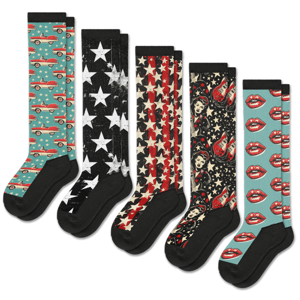 Retro Rocker EasyStretch™ Socks 5-Pack Bundle