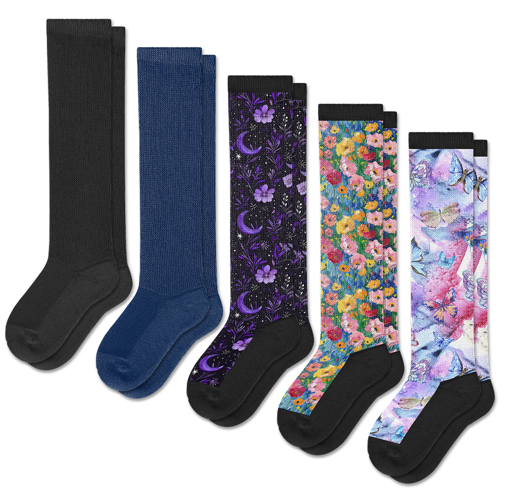 Garden Glow Comfort EasyStretch™ Socks Bundle 5-Pack