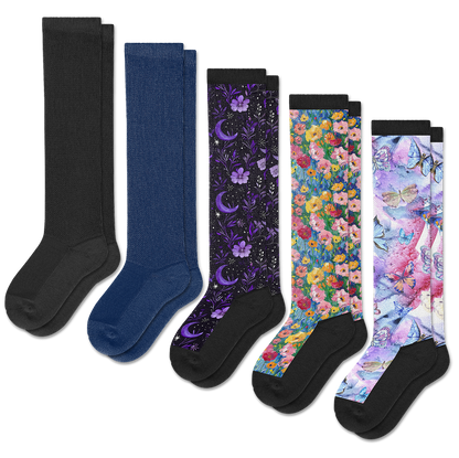 Garden Glow Comfort EasyStretch™ Socks Bundle 5-Pack