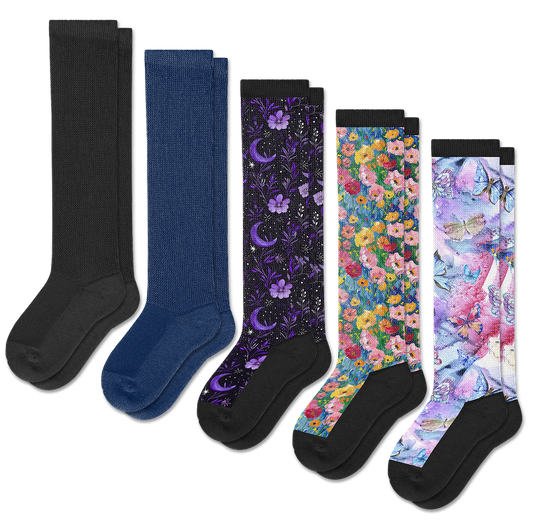 Garden Glow Comfort EasyStretch™ Socks Bundle 5-Pack