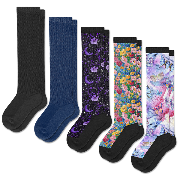 Garden Glow Comfort EasyStretch™ Socks Bundle 5-Pack