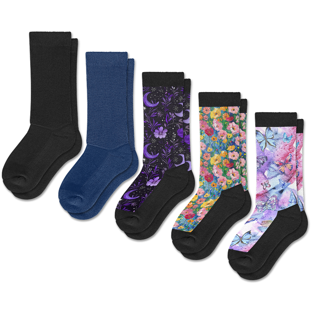 Garden Glow Comfort EasyStretch™ Socks Bundle 5-Pack