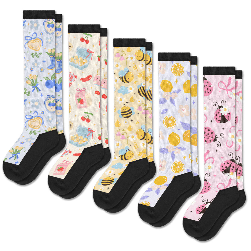 Summer Picnic EasyStretch™ Socks 5-Pack Bundle