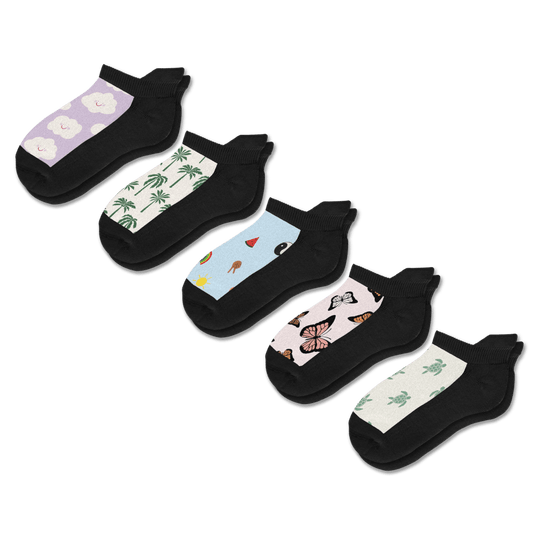 Happy Vibes Ankle Socks 5-Pack Bundle