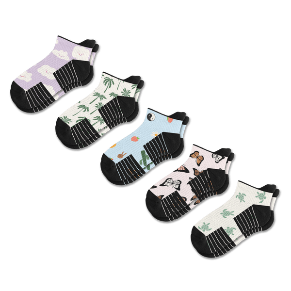 Happy Vibes Ankle Compression Socks 5-Pack Bundle