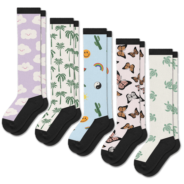 Happy Vibes EasyStretch™ Socks 5-Pack Bundle