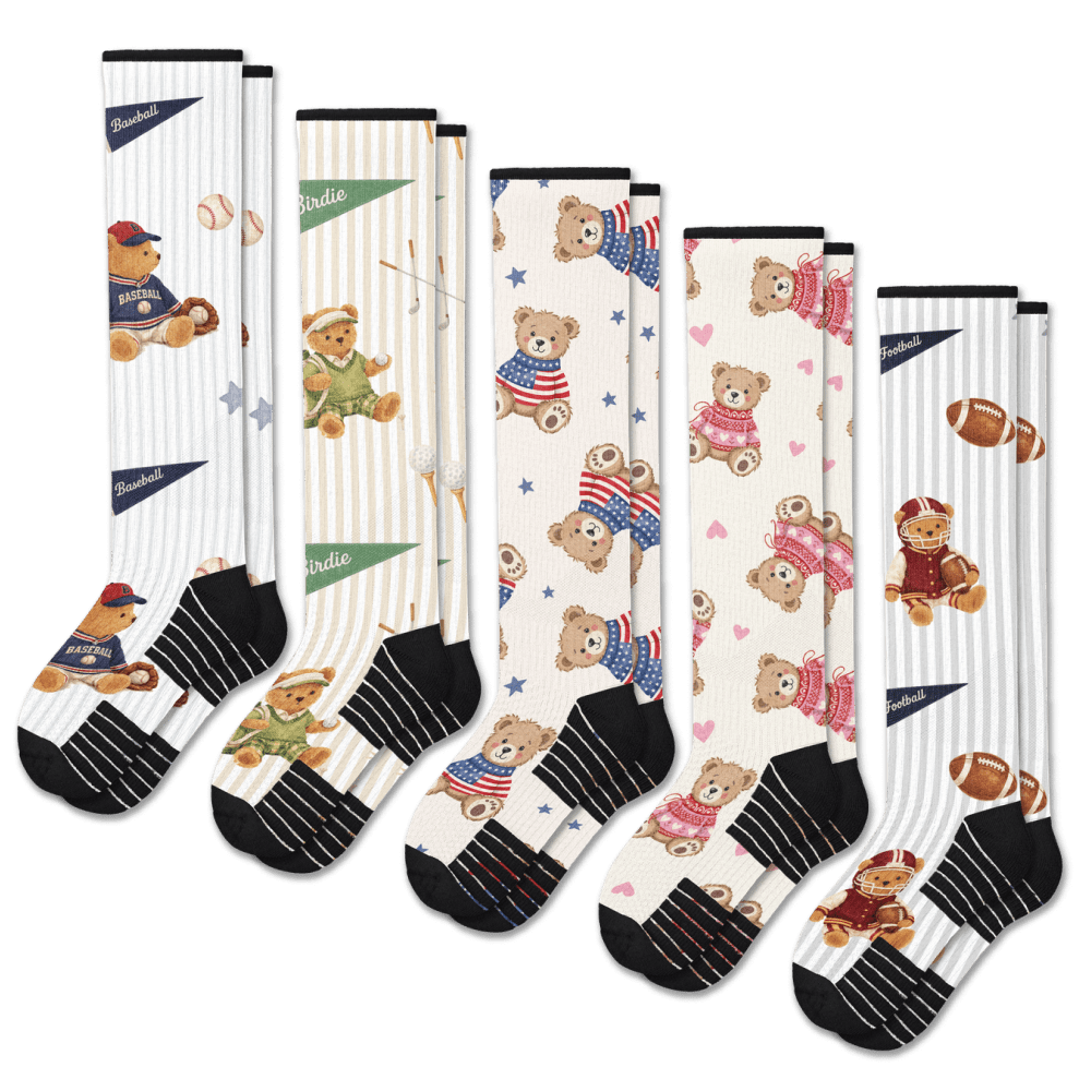 Teddy Bears Compression Socks 5-Pack Bundle