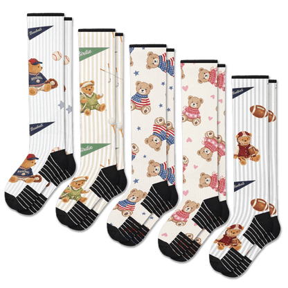 Teddy Bears Compression Socks 5-Pack Bundle