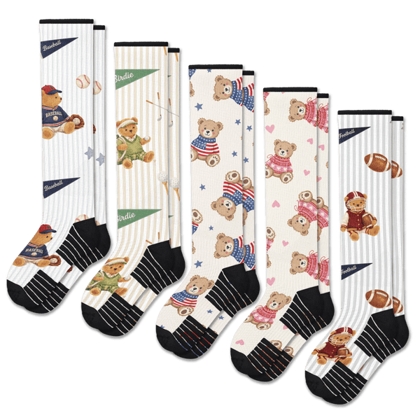 Teddy Bears Compression Socks 5-Pack Bundle