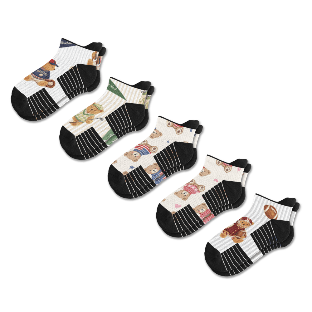 Teddy Bears Ankle Compression Socks 5-Pack Bundle