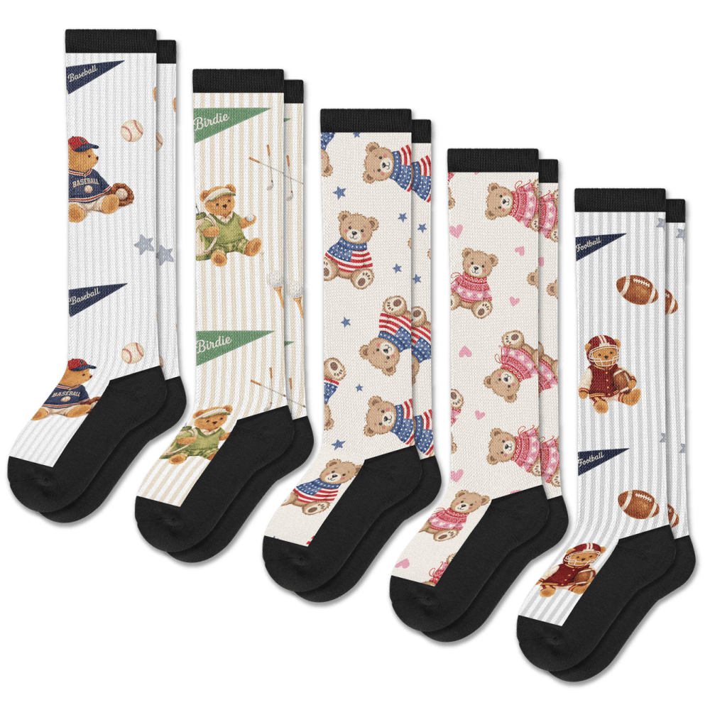Teddy Bears EasyStretch™ Socks 5-Pack Bundle