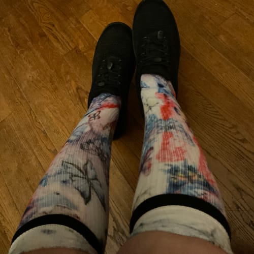 Mary M. wearing our socks