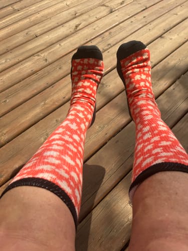 Colleen L. wearing our socks